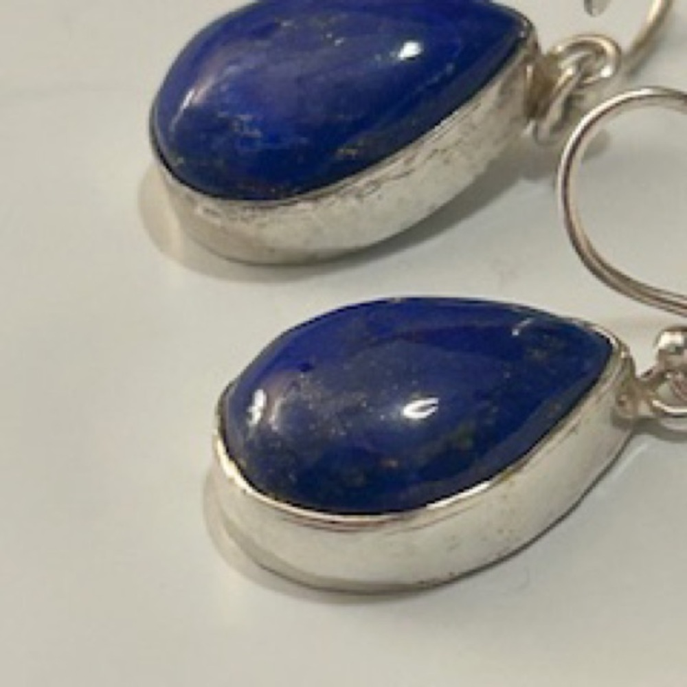 Lapis Lazuli Blue Sterling Silver Teardrop Earrings